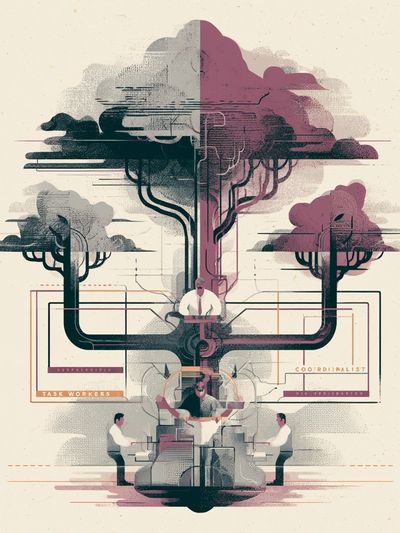 Surreal Office Tree Illustration Poster. poster print