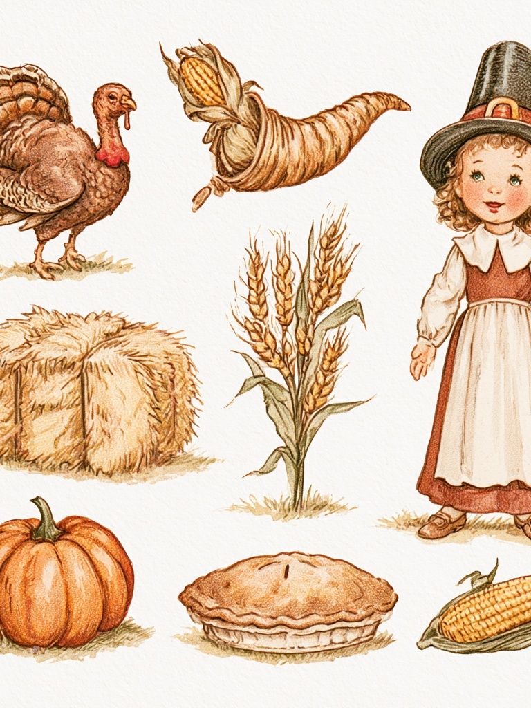Harvest Thanksgiving Illustration Poster. poster detail