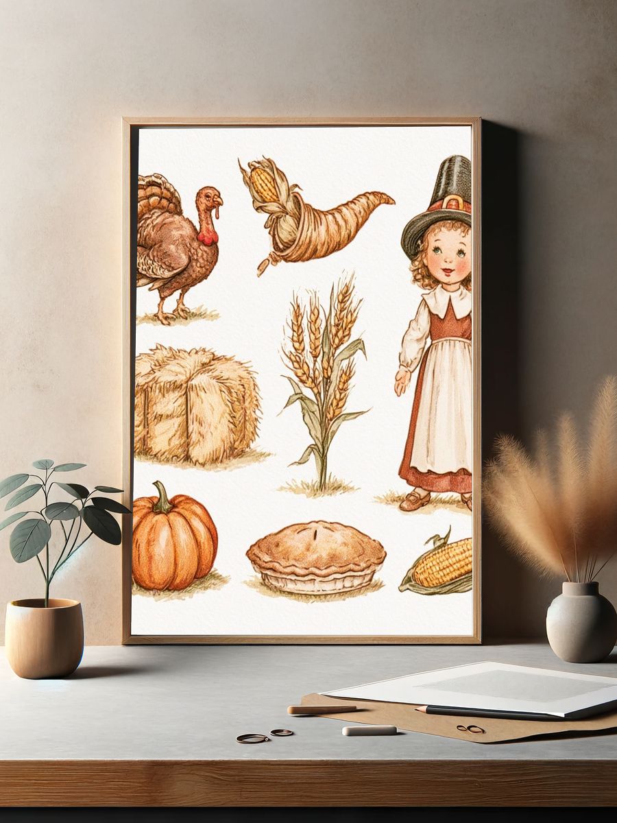 Harvest Thanksgiving Illustration Poster. — room view 2