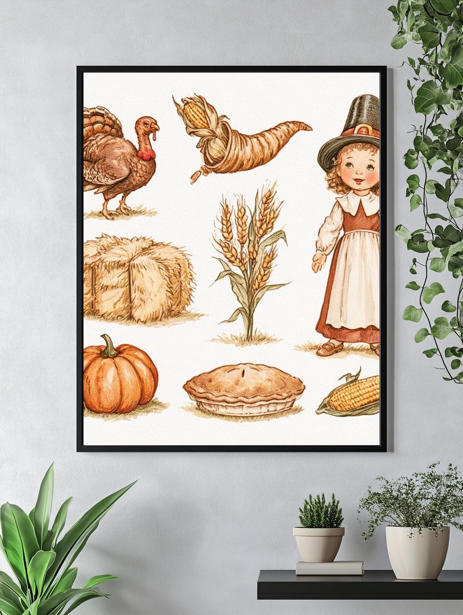 Harvest Thanksgiving Illustration Poster. — room view 4