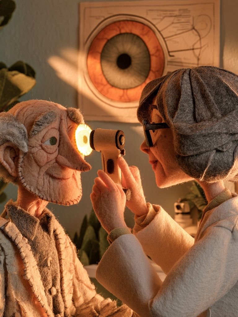Eye Exam Stop-Motion Illustration Poster. poster detail