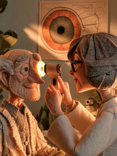 Eye Exam Stop-Motion Illustration Poster. poster