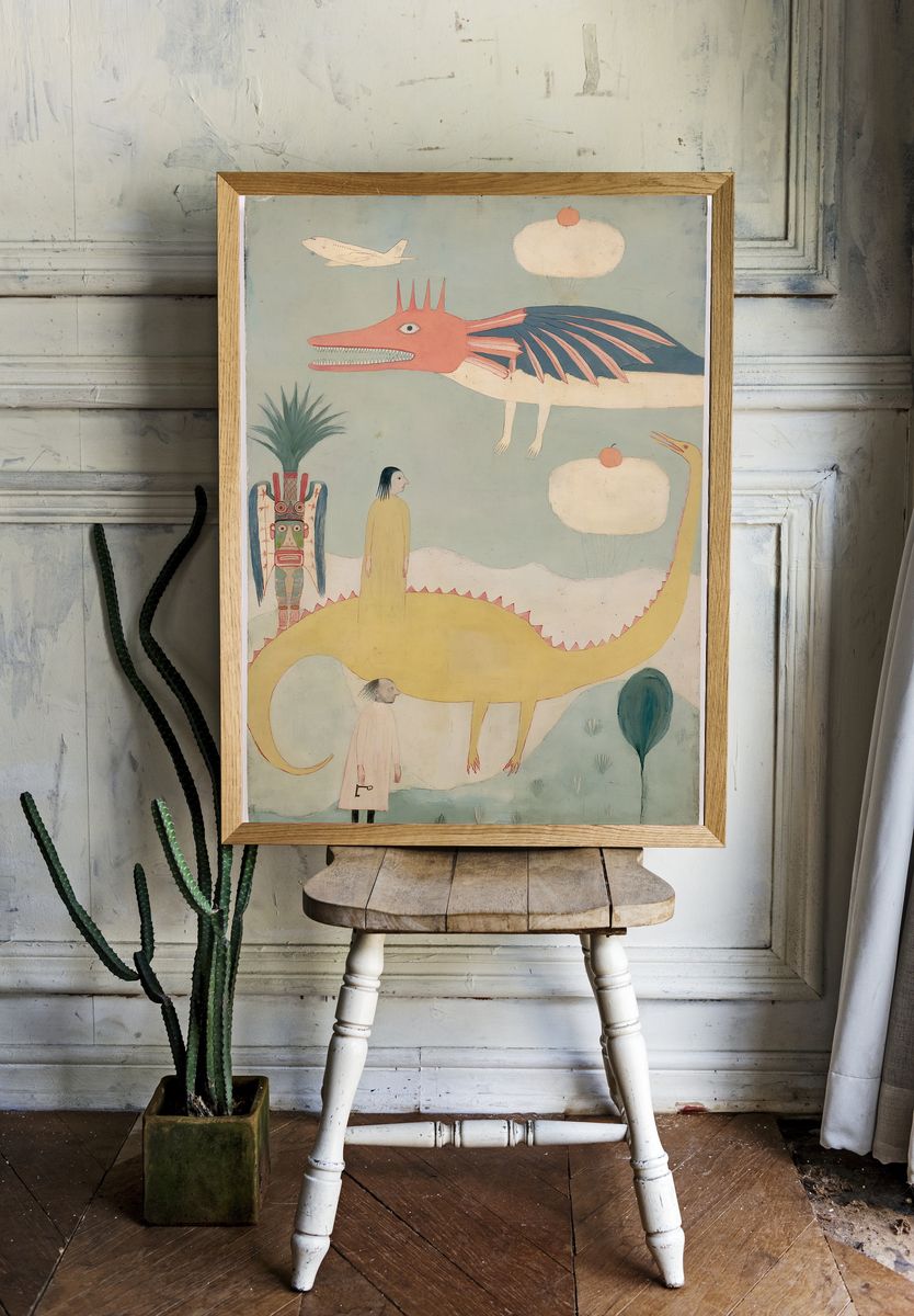 Surreal Dinosaur Dreamscape Print. — room view 1
