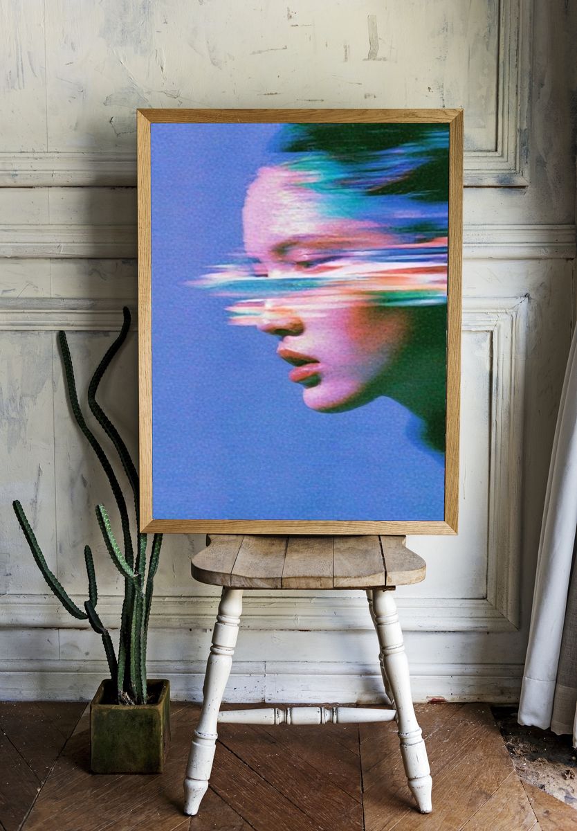 Glitch Portrait Illustration Poster. — room view 1