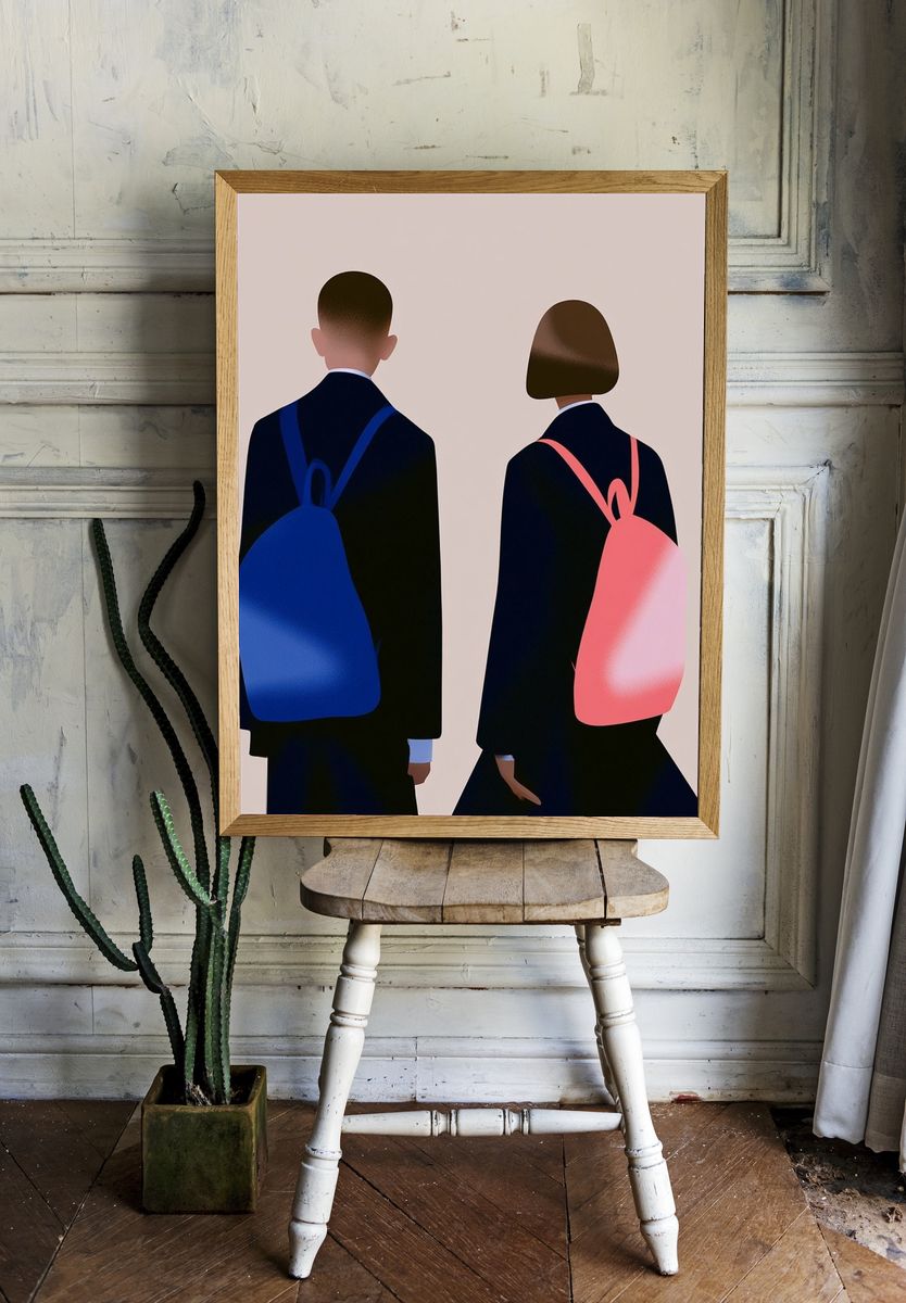 Backpack Duo Illustration Poster. room preview