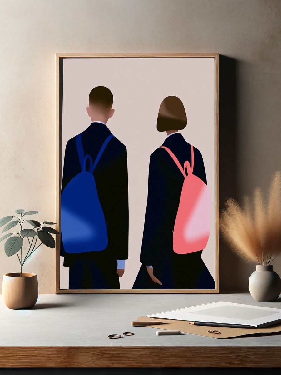 Backpack Duo Illustration Poster. — room view 2