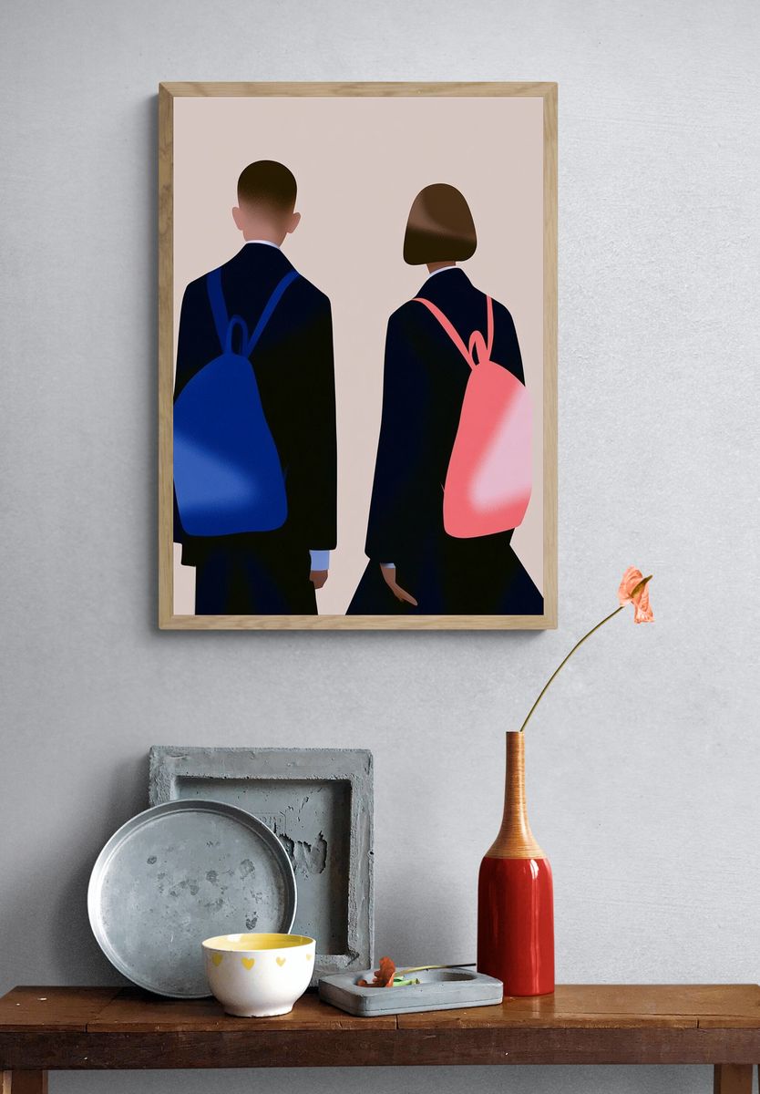 Backpack Duo Illustration Poster. — room view 3
