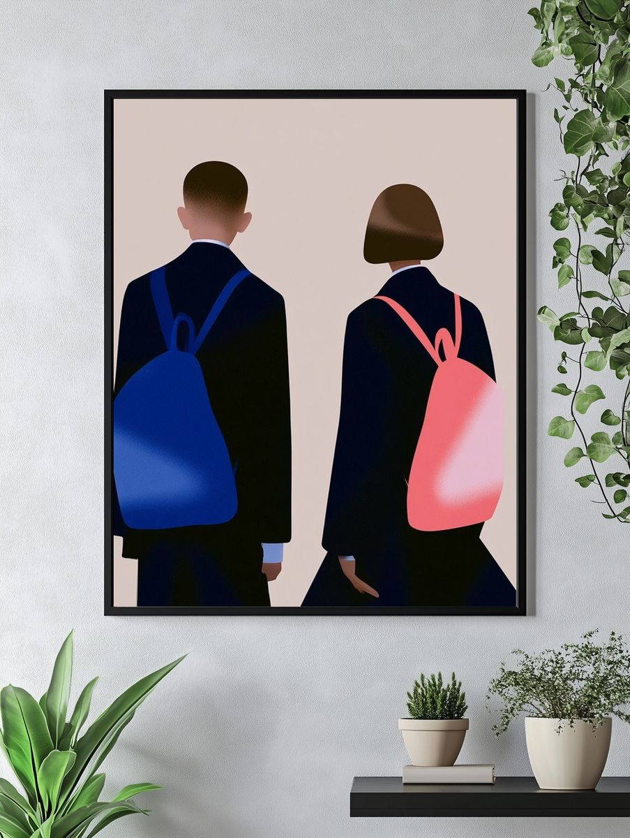 Backpack Duo Illustration Poster. — room view 4