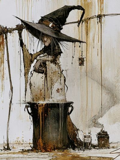 Witch in Hat Illustration Poster. poster
