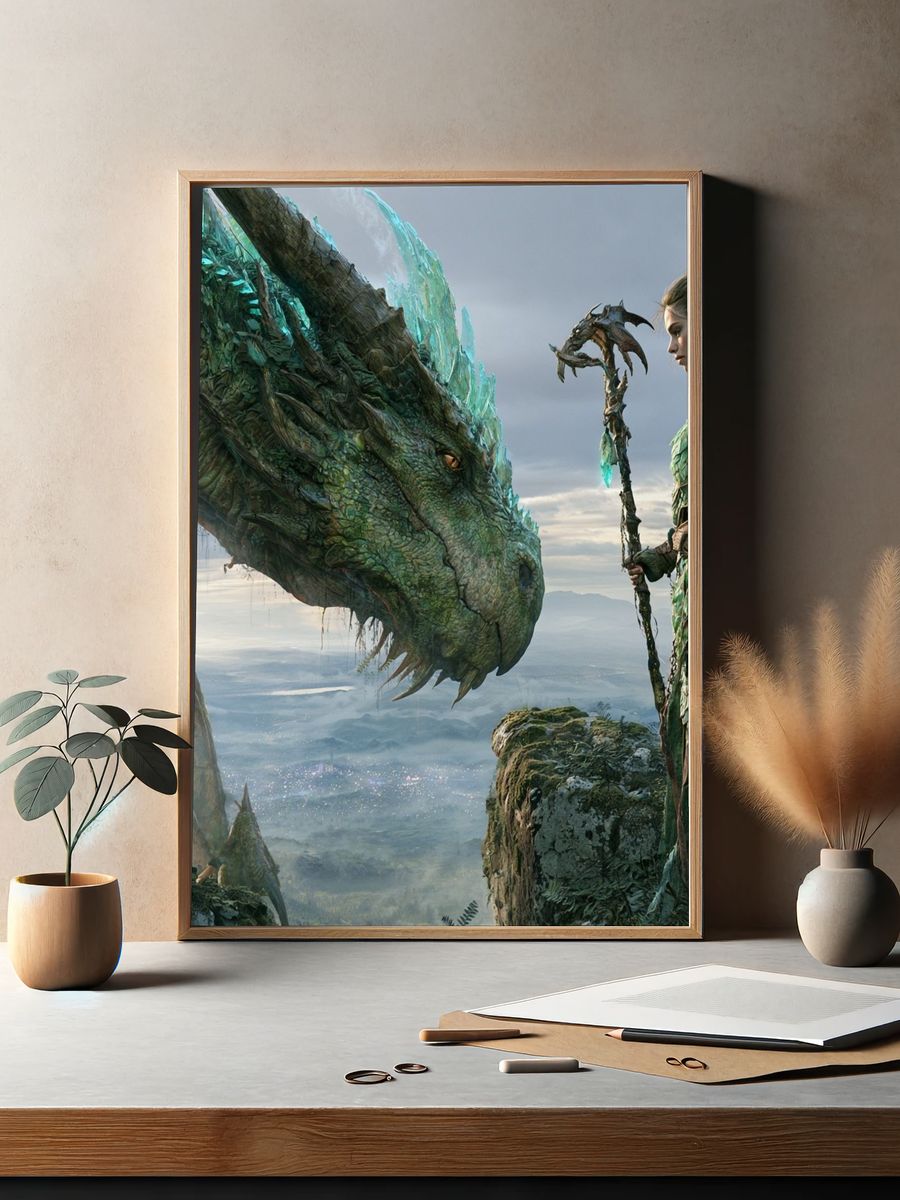Dragon and Warrior Fantasy Print. — room view 2