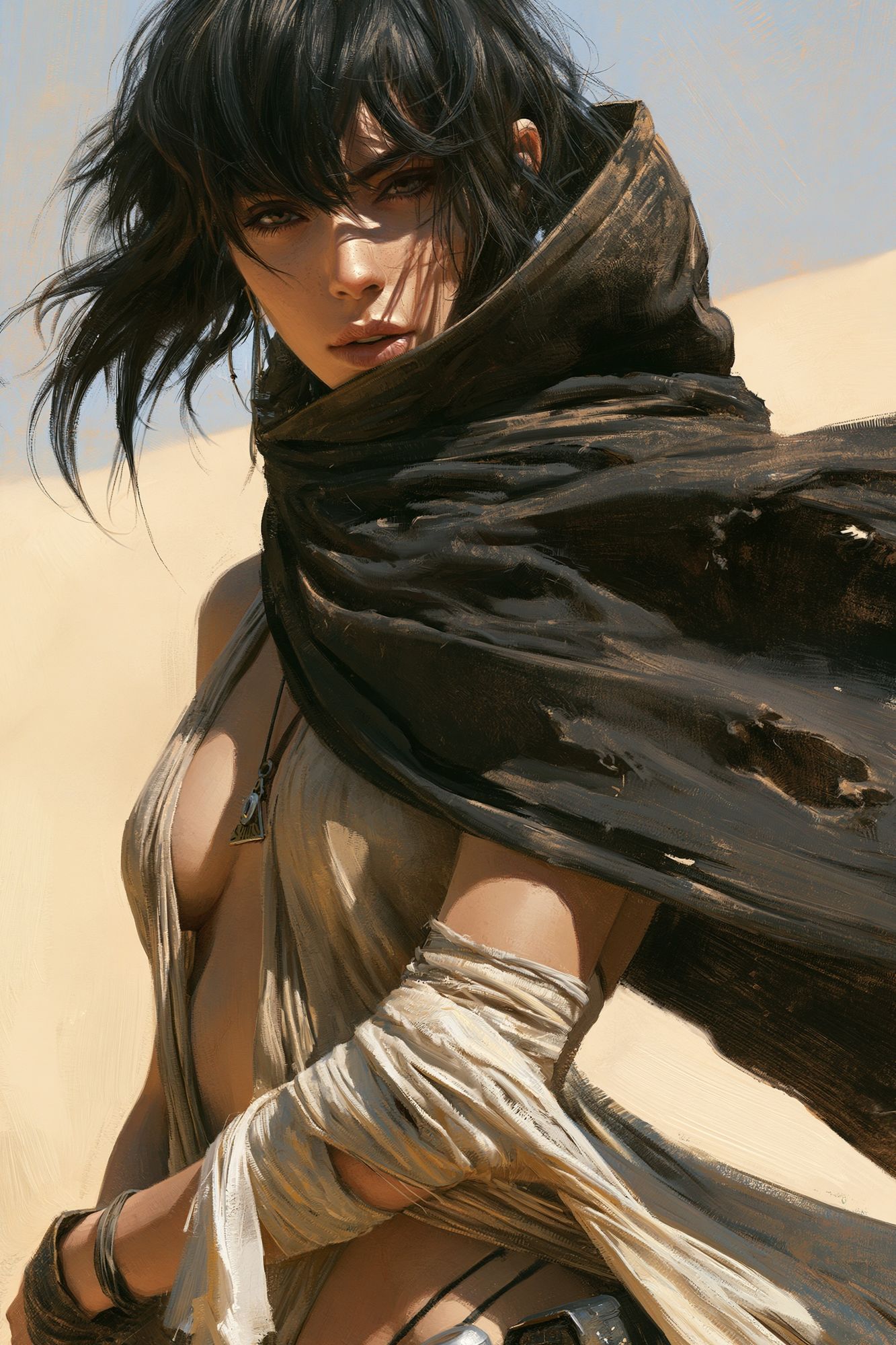 Desert Warrior Portrait Print. poster — illustration art