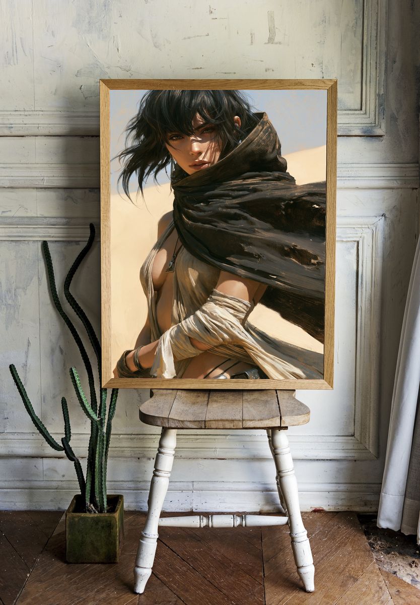 Desert Warrior Portrait Print. — room view 1