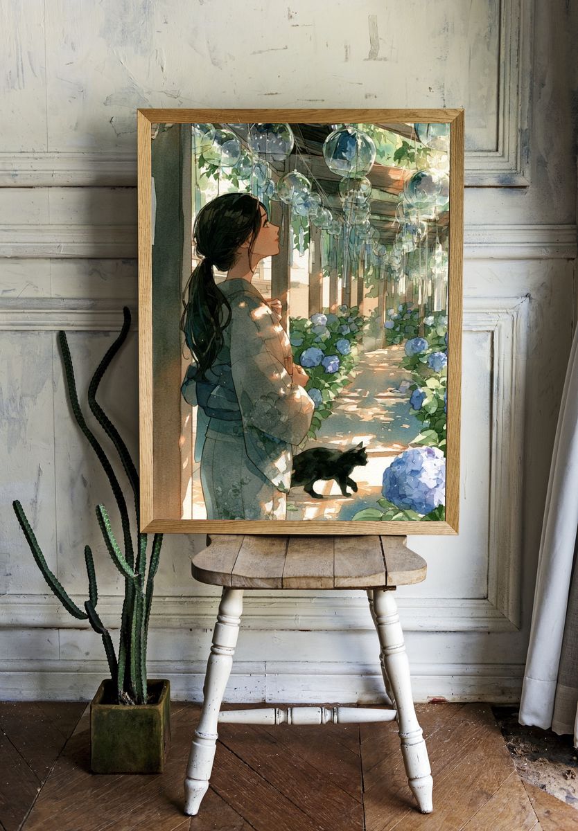 Hydrangea Garden Kimono Print. — room view 1
