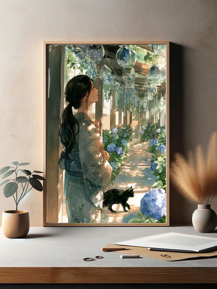 Hydrangea Garden Kimono Print. — room view 2