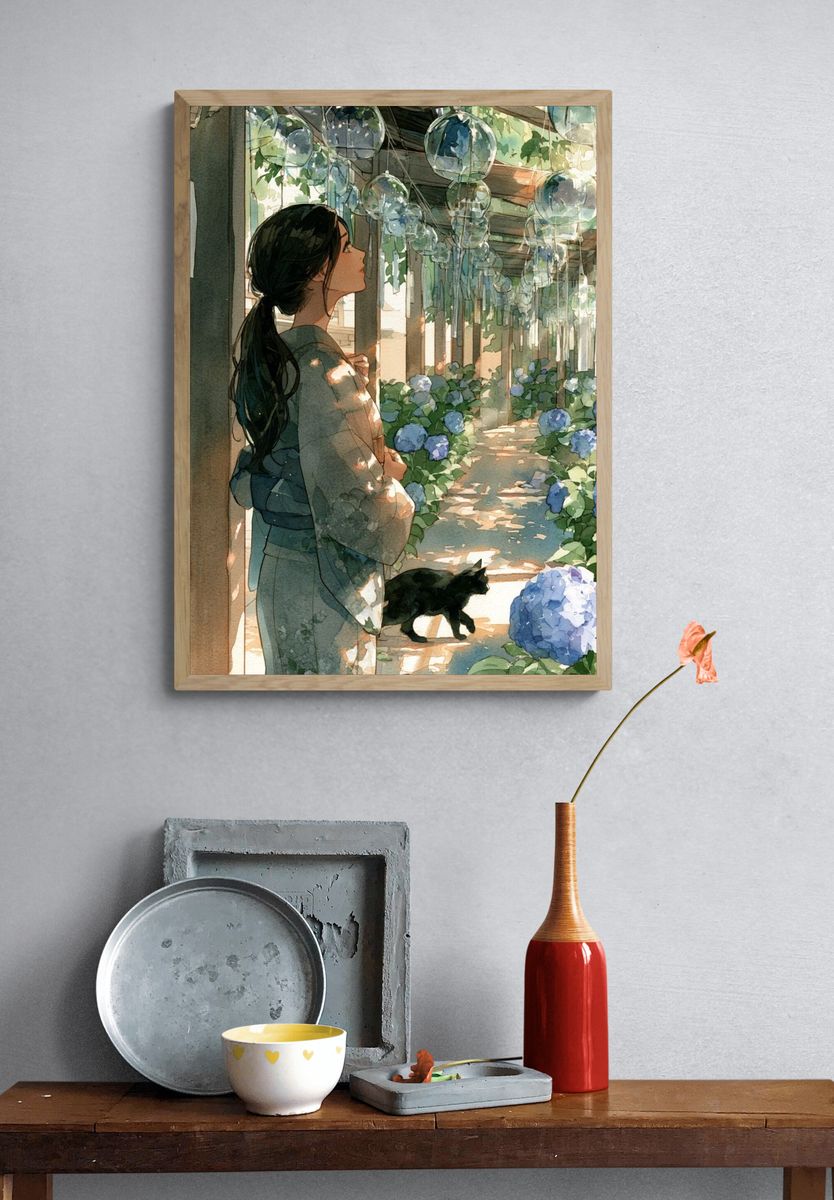 Hydrangea Garden Kimono Print. — room view 3
