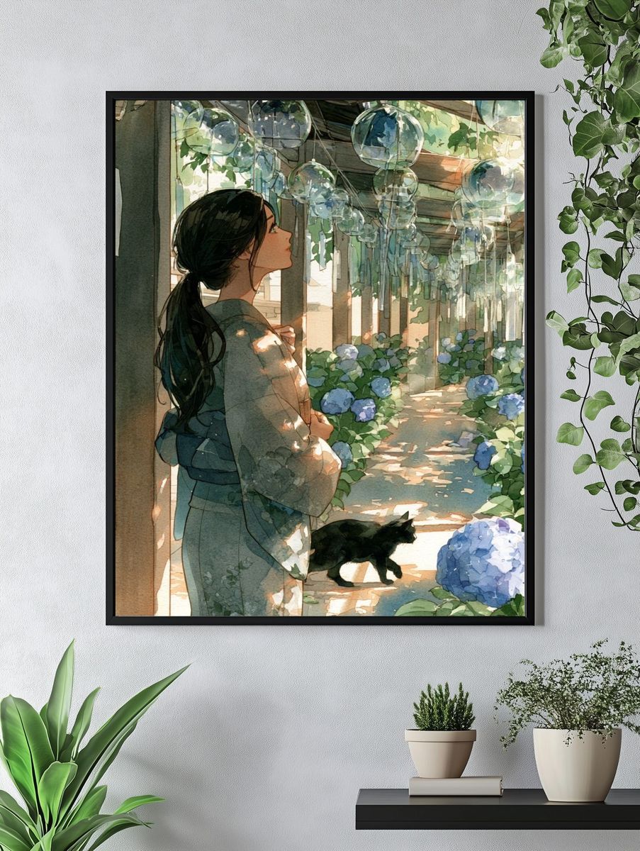 Hydrangea Garden Kimono Print. — room view 4