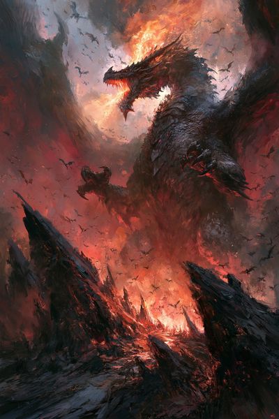 Fire Dragon Fantasy Art Print.