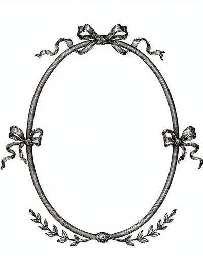 Ornate Ribbon Oval Frame Print. poster