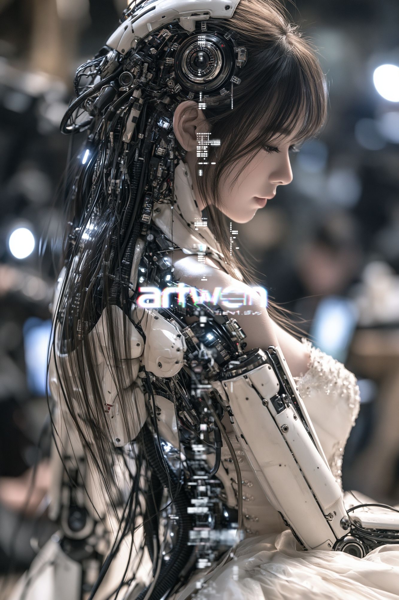 Cybernetic Girl Portrait Print. poster — illustration art