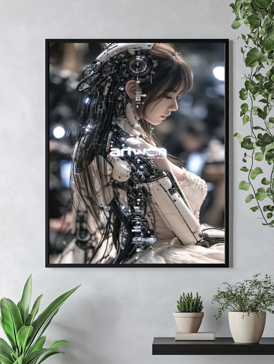 Cybernetic Girl Portrait Print. — room view 4