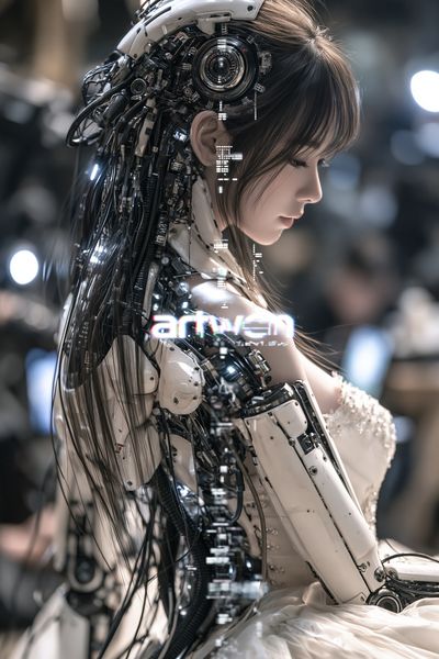 Cybernetic Girl Portrait Print. poster
