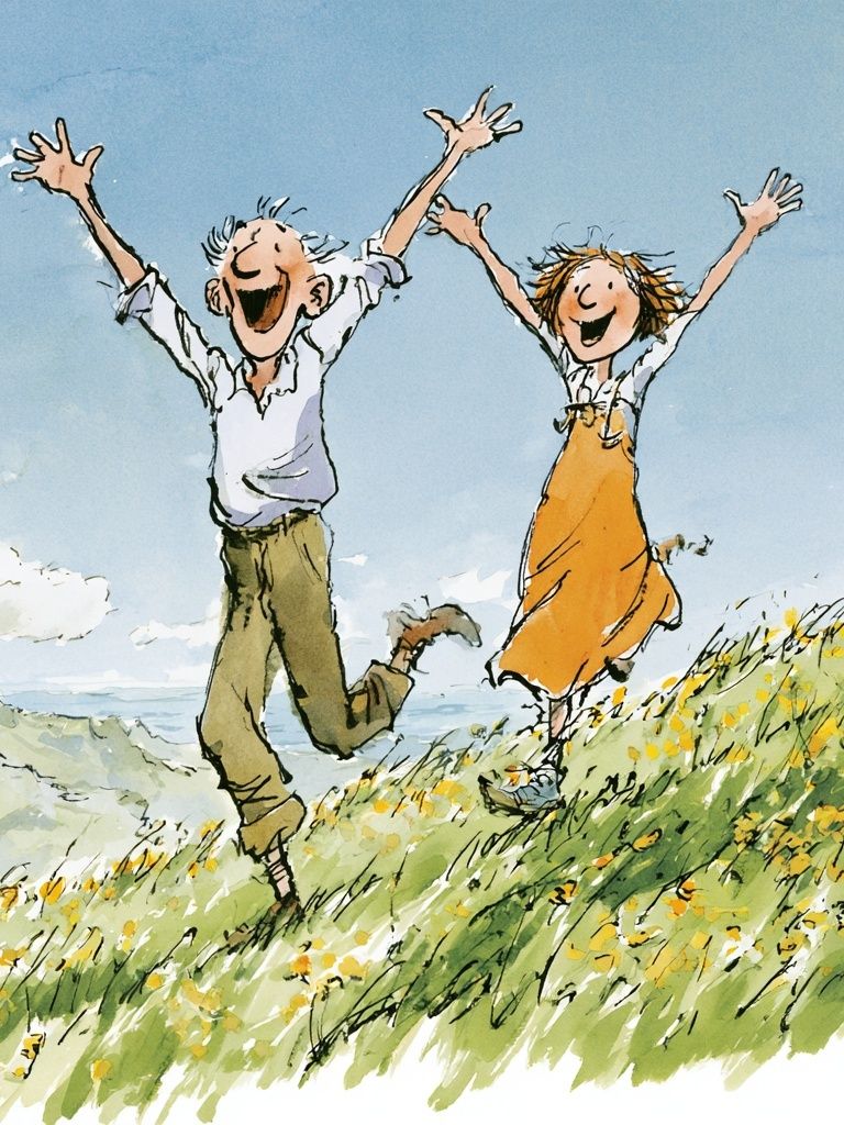Joyful Meadow Watercolor Print. poster — illustration art