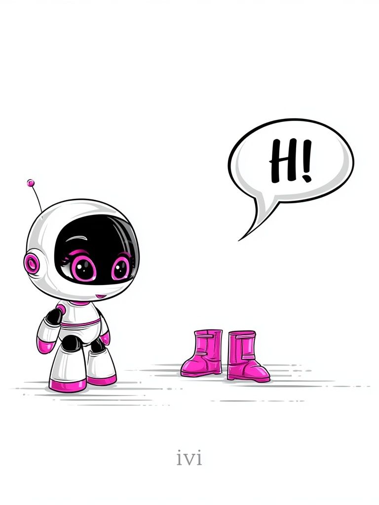 Cute Robot Hello Illustration Poster. poster detail