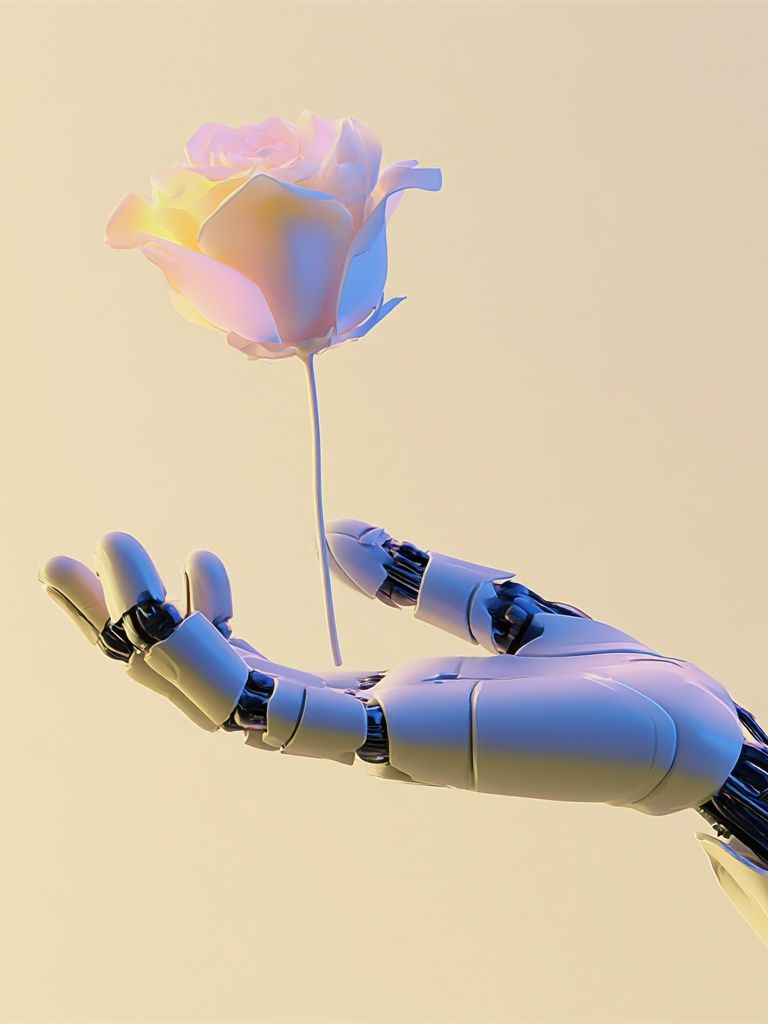 AI Hand and Rose Illustration Poster. poster — illustration art
