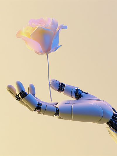 AI Hand and Rose Illustration Poster. poster