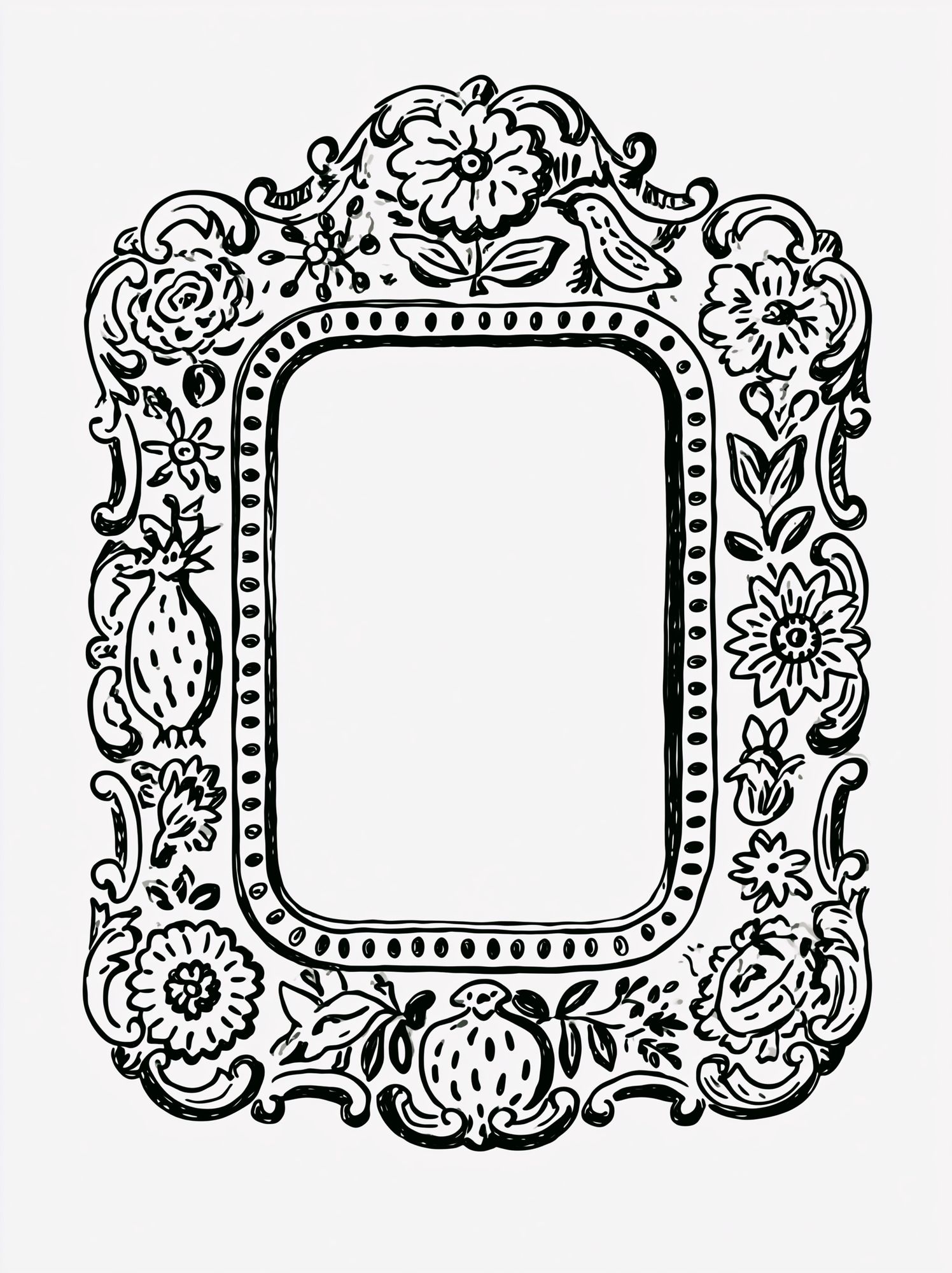 Floral Ornate Frame Print. poster — illustration art