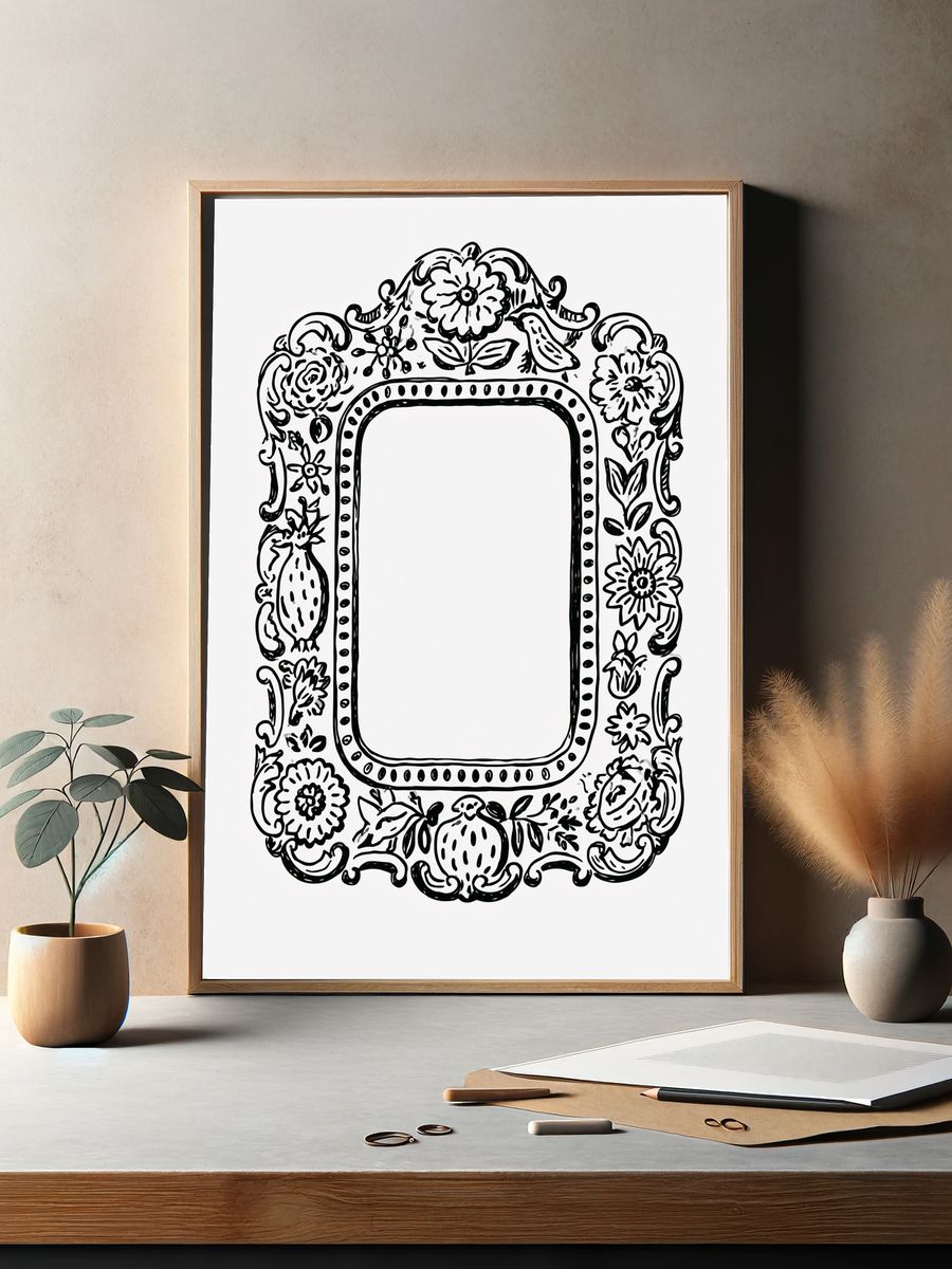 Floral Ornate Frame Print. — room view 2