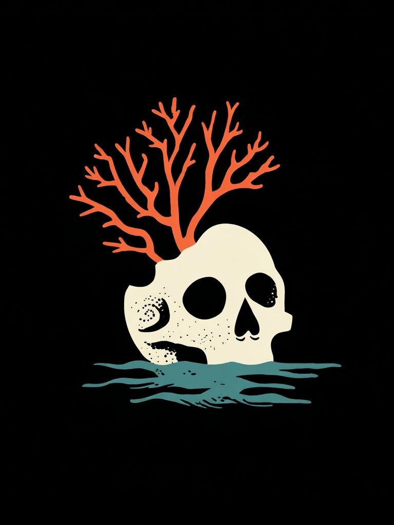 Coral Skull Illustration Poster. poster detail