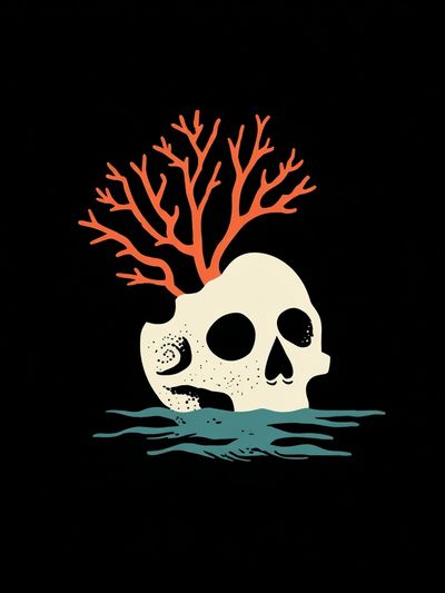 Coral Skull Illustration Poster. poster print