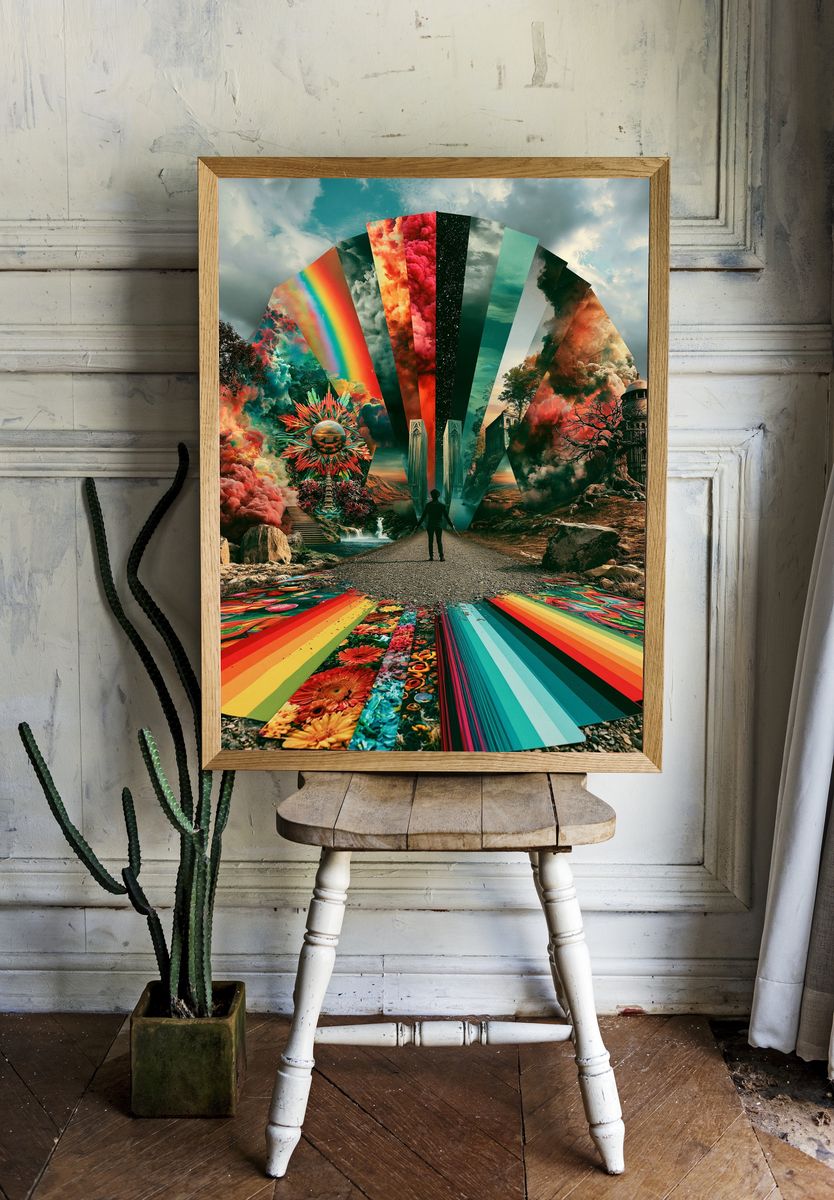 Surreal Rainbow Portal Print. — room view 1