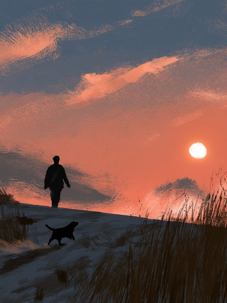 Sunset Dune Walk Illustration Poster. poster detail