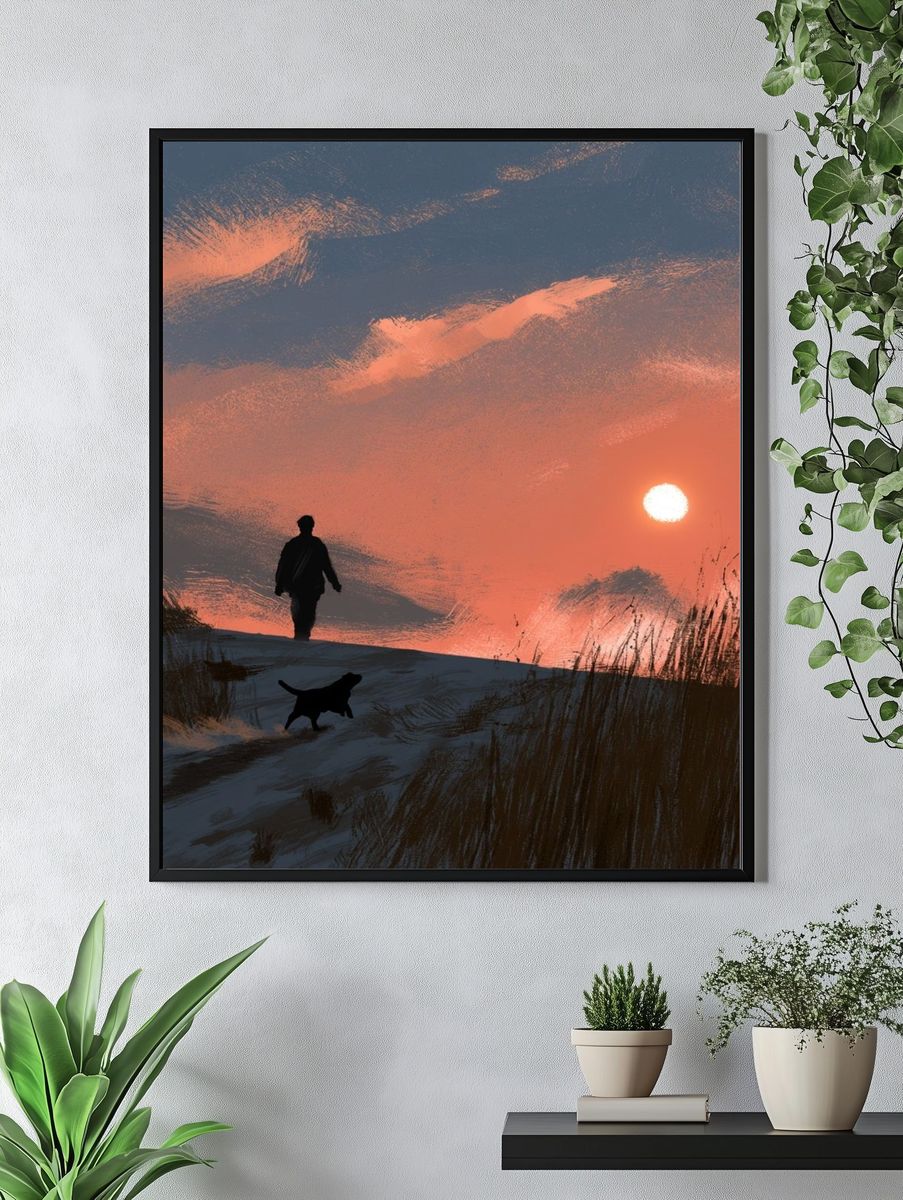 Sunset Dune Walk Illustration Poster. — room view 4