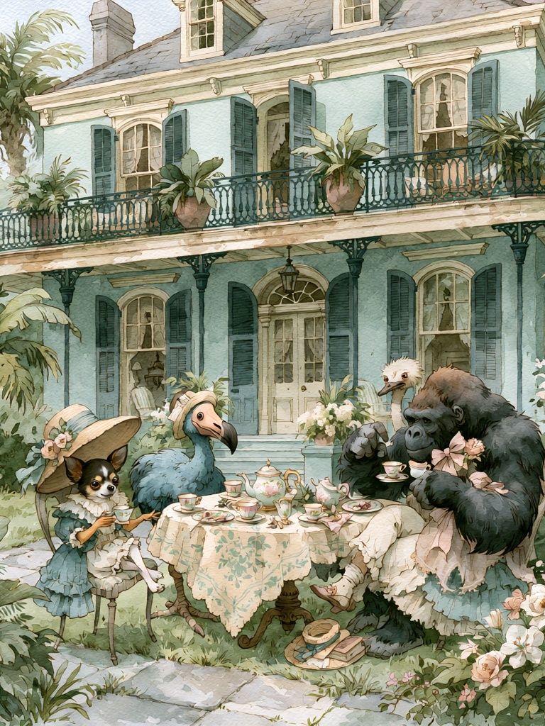 Tropical Tea Party Illustration Poster. poster — illustration art