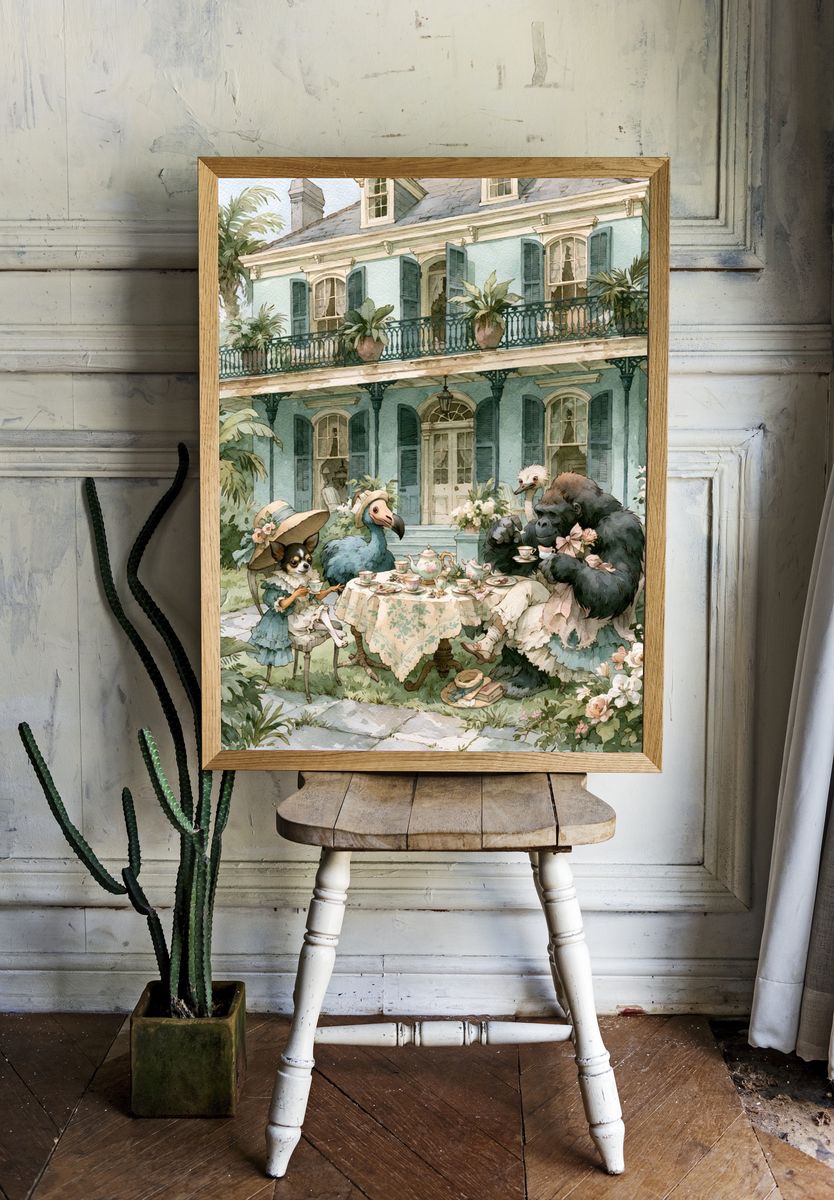 Tropical Tea Party Illustration Poster. room preview