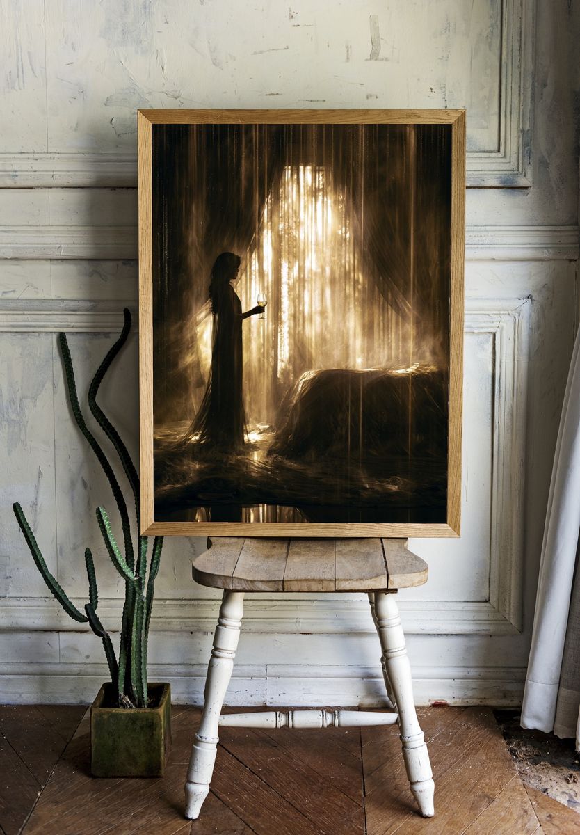 Gothic Silhouette by Window Poster. — room view 1