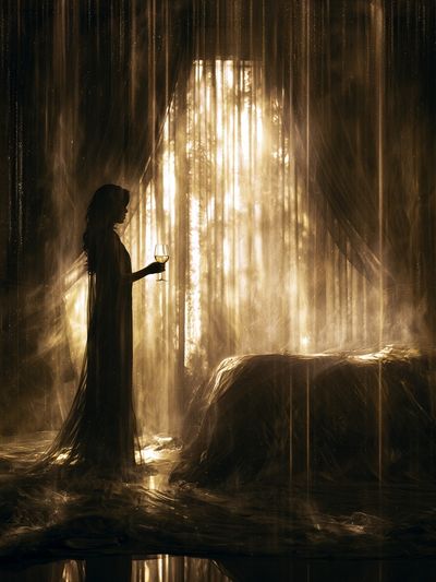 Gothic Silhouette by Window Poster.