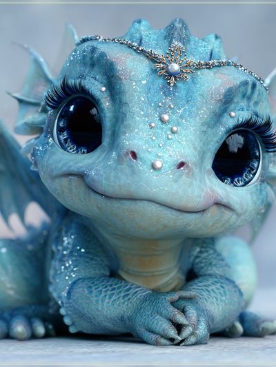 Blue Baby Dragon Illustration Poster. poster print