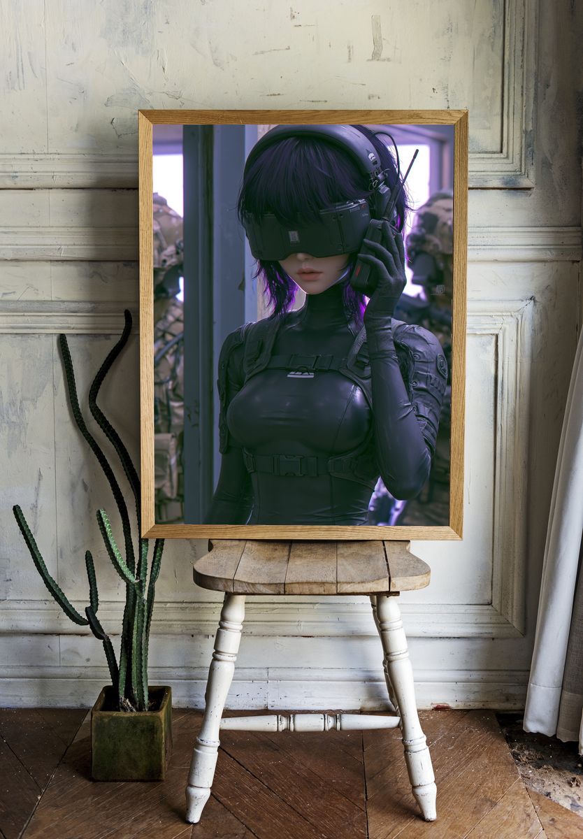 Cyberpunk Operative Portrait Poster. room preview