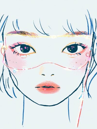 Pastel Girl Portrait Illustration Poster. poster