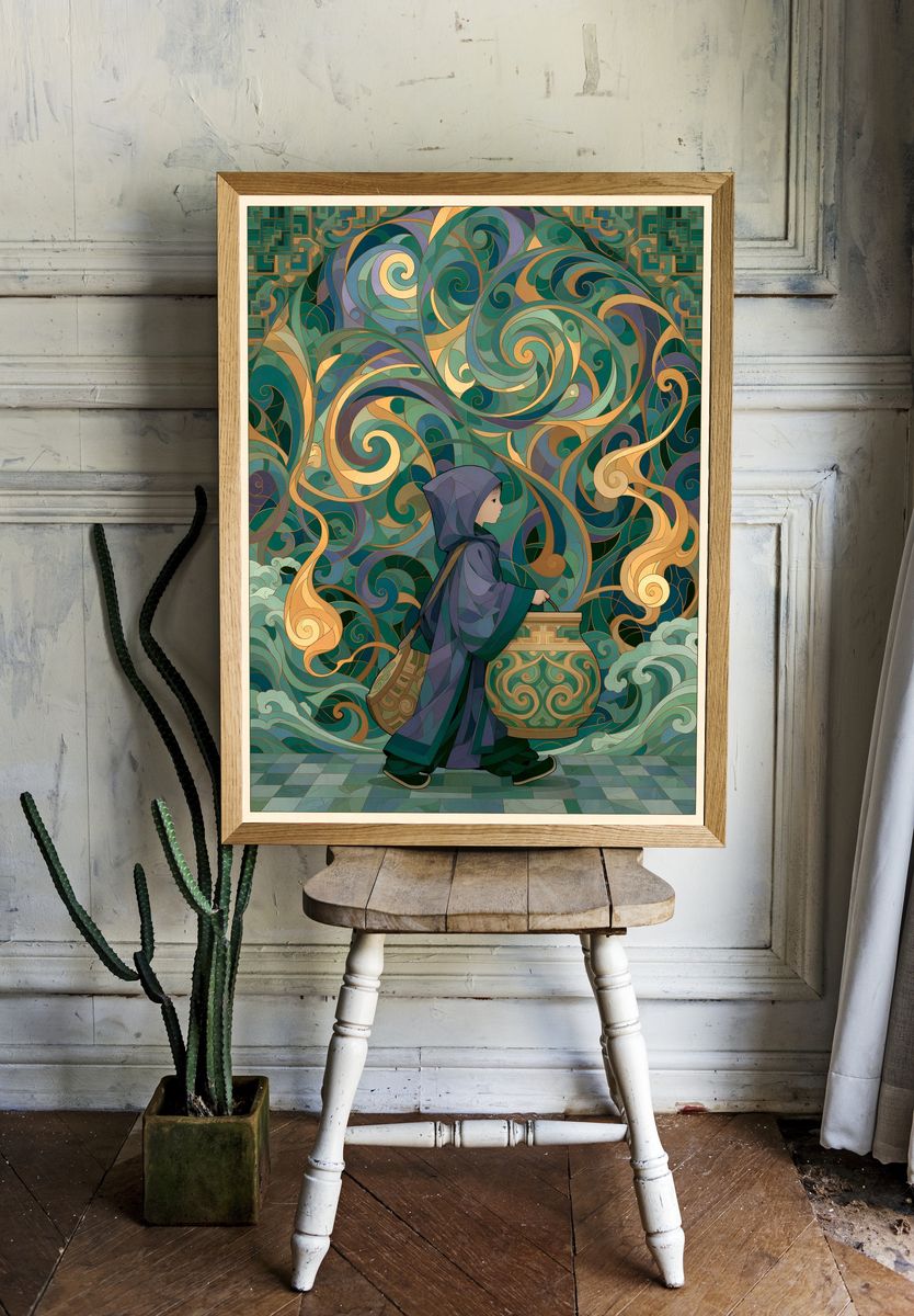 Dragon at Sunset Fantasy Print. — room view 1