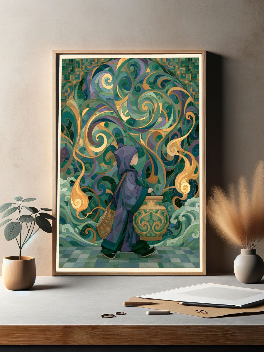 Dragon at Sunset Fantasy Print. — room view 2