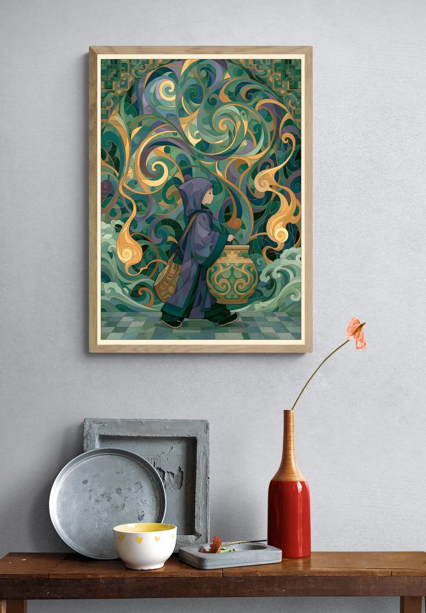 Dragon at Sunset Fantasy Print. — room view 3
