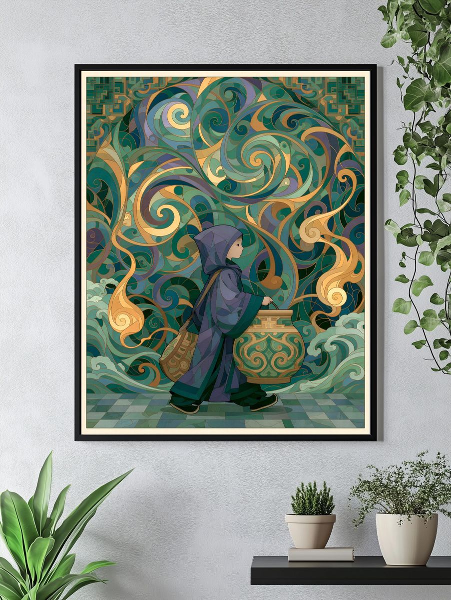 Dragon at Sunset Fantasy Print. — room view 4