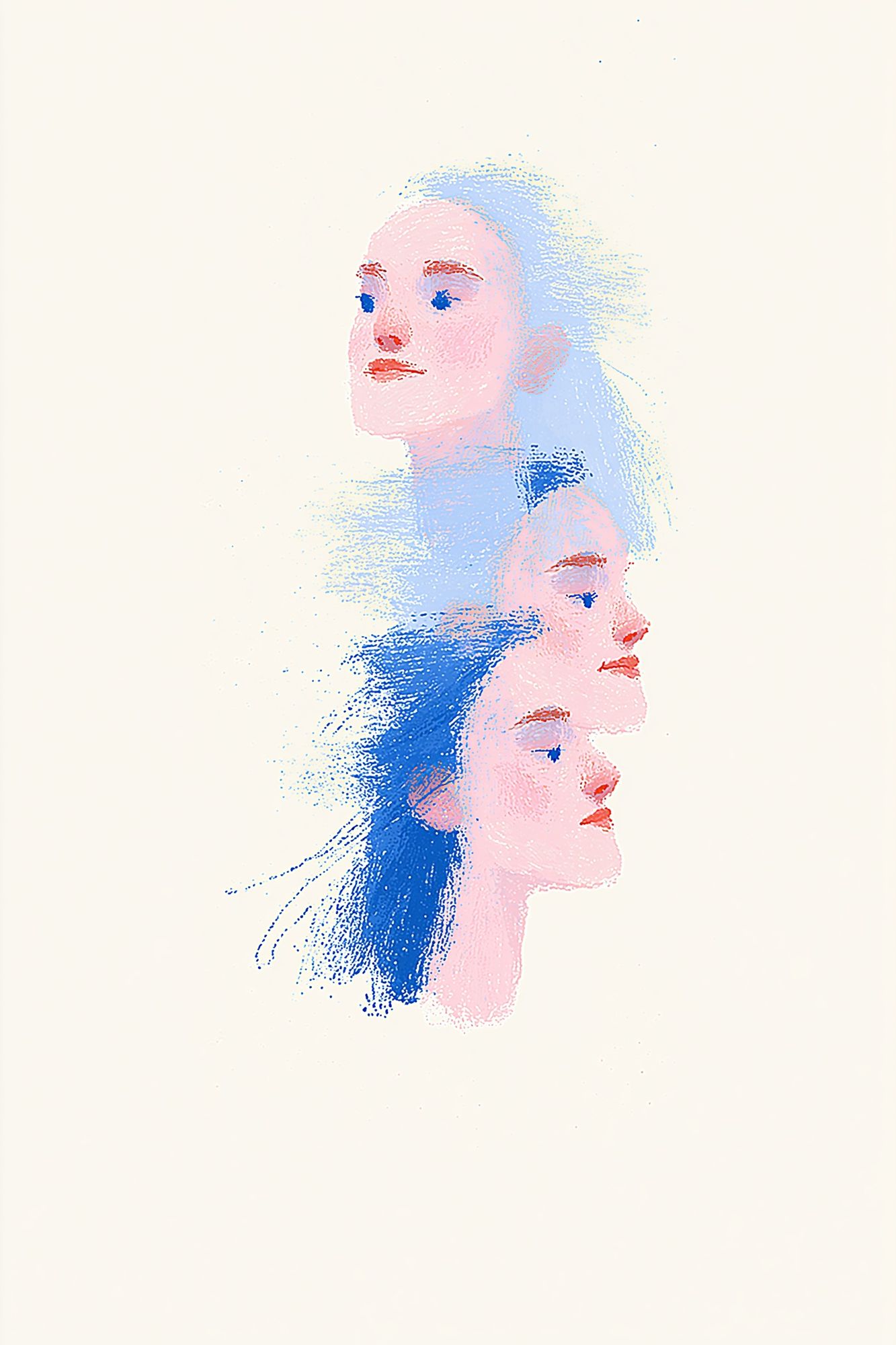 Dreaming Faces Illustration Poster. poster — illustration art