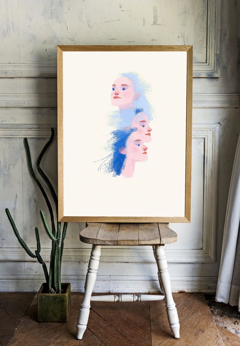 Dreaming Faces Illustration Poster. room preview