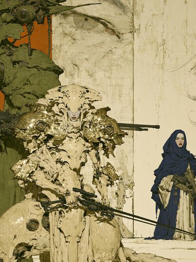 Sci-Fi Warrior Illustration Poster.
